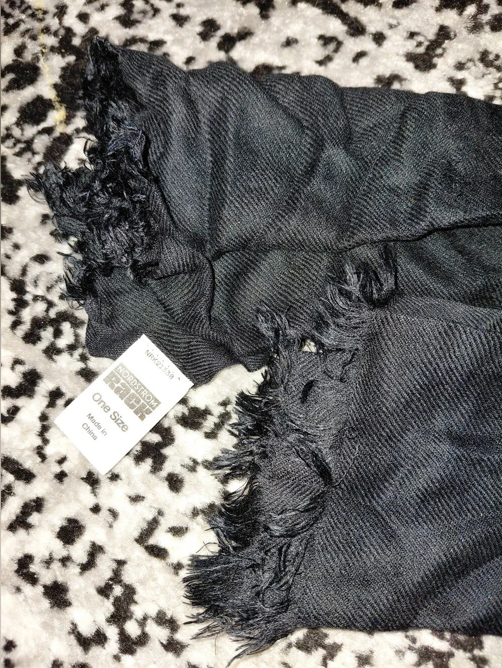 Nordstrom Modal Cashmere Twill Wrap Scarf Black Oversized Quiet Luxury NWT CC